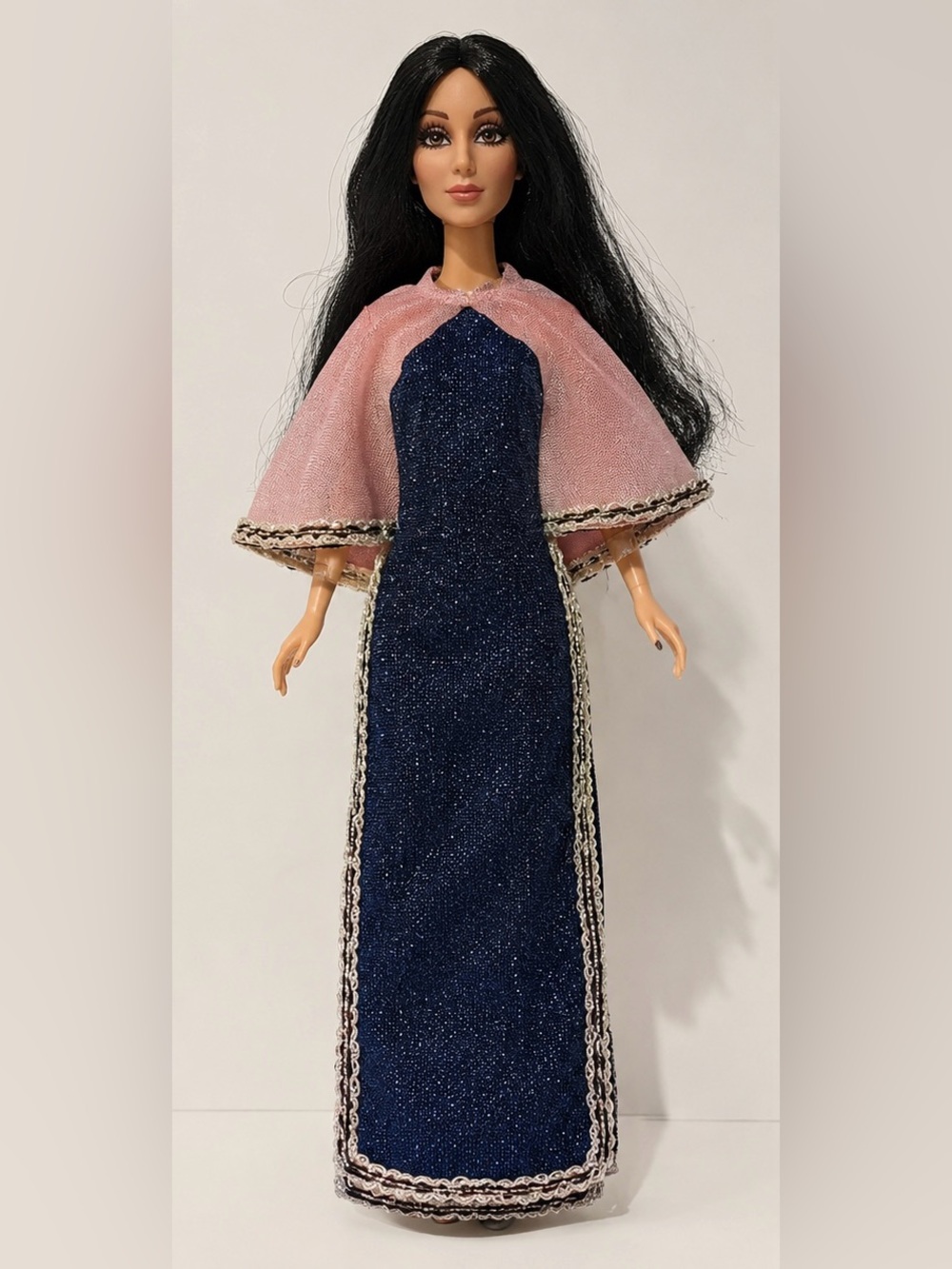 Vtg 1970s Mego Cher Doll Montgomery Ward Exclusive Dress Pink Blue Metallic Rare
